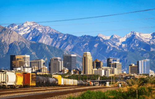 Skyline-Salt-Lake-City-Downtown-Utah-With-Wasatch-Range-Mountains Wasatch Front