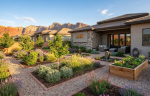 How To Prevent Pest Infestations In Utah Homes Year-Round 2 Beautiful desert landscape garden with gravel paths, varied plants, and a modern house near red mountains.
